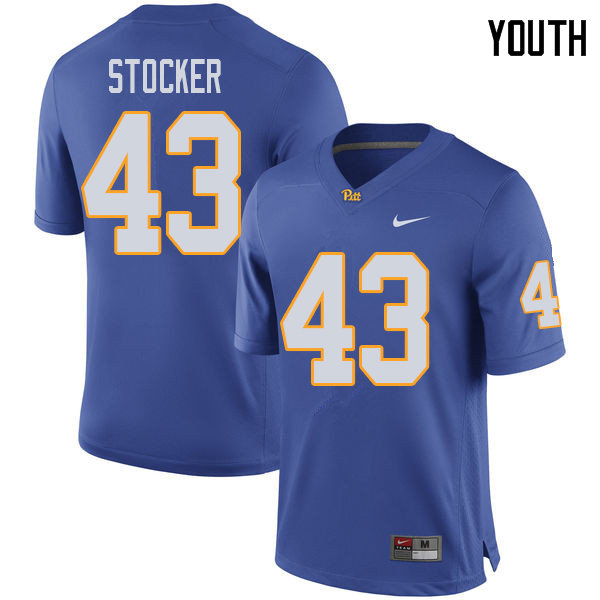 Youth #43 Jazzee Stocker Pittsburgh Panthers College Football Jerseys Sale-Royal